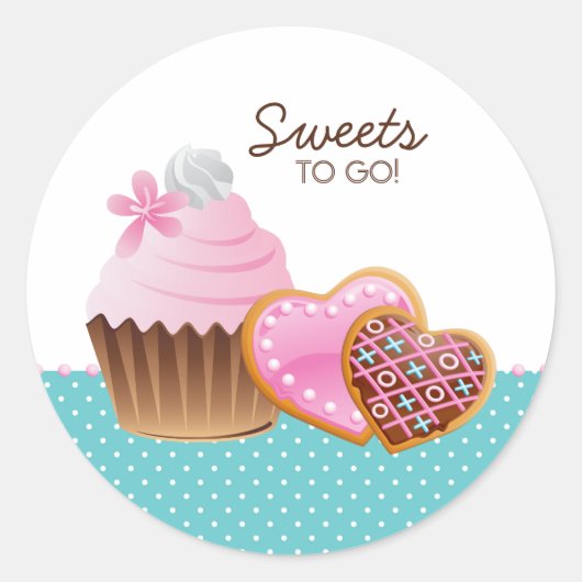 Cookies Cupcake Bakkerij Schattige Polka Dots Mode Ronde Sticker (Voorkant)