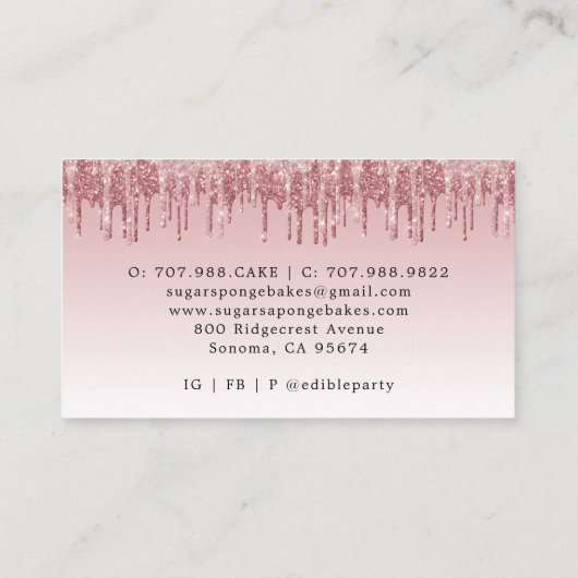 Cookies Cupcake Pastry Chef Roos Gold Glitter Visitekaartje (Achterkant)