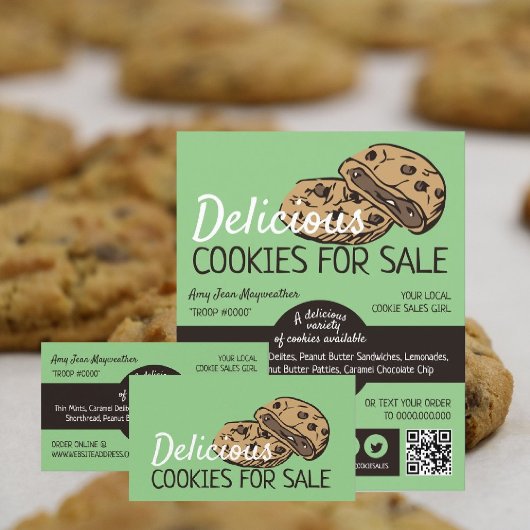 Cookies Design, Cookie Sales Fundraising Kaart Visitekaartje