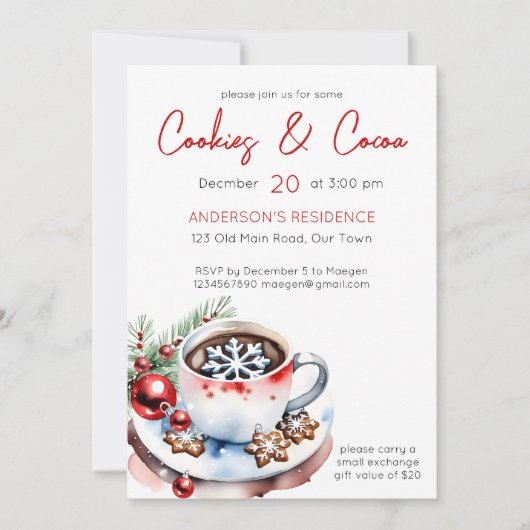 Cookies en cacao eenvoudige kerstfeest sjabloon kaart (Voorkant)