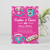 Cookies en cacao groovy retro party sjabloon kaart (Staand voorkant)