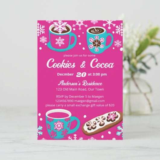 Cookies en cacao groovy retro party sjabloon kaart (Staand voorkant)