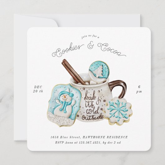 Cookies en Cacao Holiday Party Uitnodigen Kaart (Voorkant)