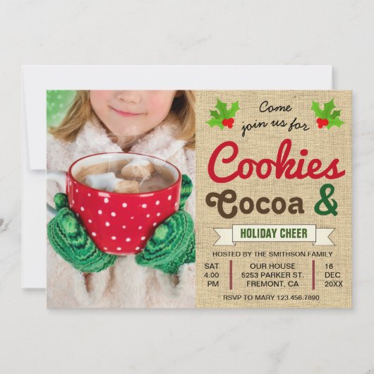 Cookies en cacao | Hot Chocolate Kerstfeest Kaart (Voorkant)