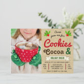Cookies en cacao | Hot Chocolate Kerstfeest Kaart (Staand voorkant)