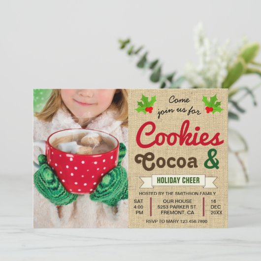Cookies en cacao | Hot Chocolate Kerstfeest Kaart (Staand voorkant)