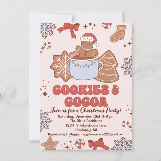 Cookies en Cacao Retro Groovy Kerstfeest Kaart (Voorkant)