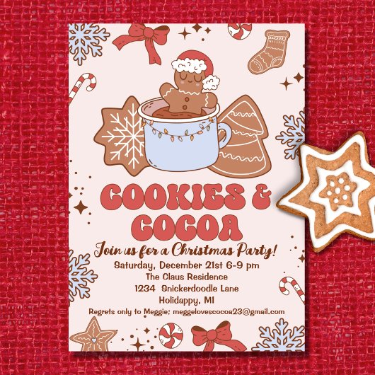 Cookies en Cacao Retro Groovy Kerstfeest Kaart