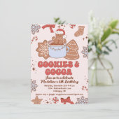 Cookies en Cacao Retro Groovy Kerstmis Verjaardag Kaart (Staand voorkant)