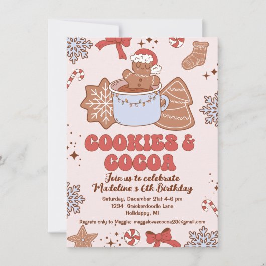 Cookies en Cacao Retro Groovy Kerstmis Verjaardag Kaart (Voorkant)