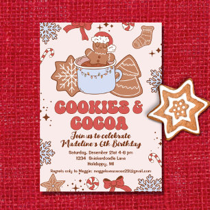 Cookies en Cacao Retro Groovy Kerstmis Verjaardag Kaart