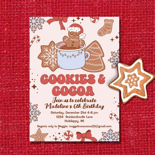 Cookies en Cacao Retro Groovy Kerstmis Verjaardag Kaart