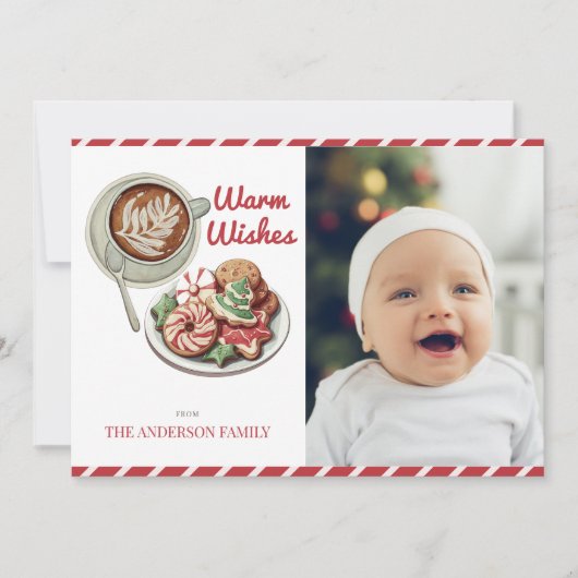Cookies en cacao rode kerstfoto vakantie Kaart (Voorkant)