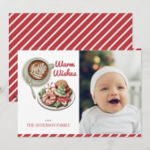 Cookies en cacao rode kerstfoto vakantie Kaart (Voorkant / Achterkant)