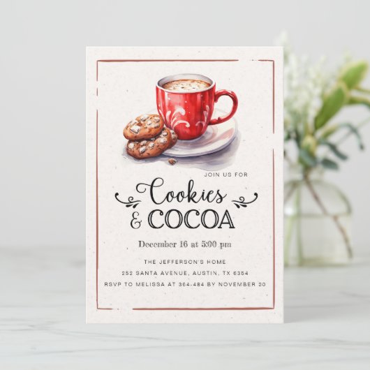 Cookies en Cacao Verjaardagsfeestuitnodiging Kaart (Staand voorkant)