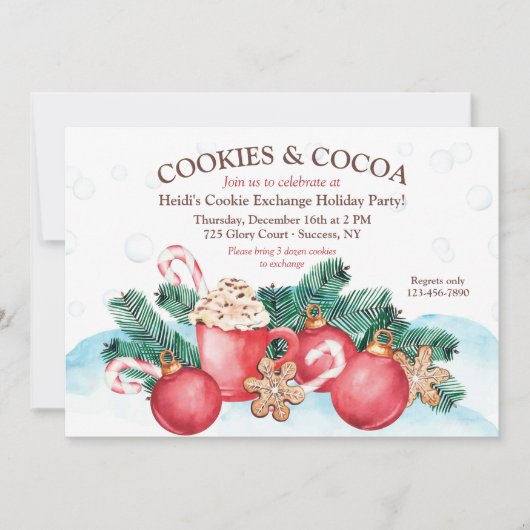 Cookies en Cocoa Cookie Exchange Party Uitnodiging (Voorkant)