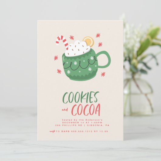 Cookies en Cocoa Party Uitnodiging (Staand voorkant)
