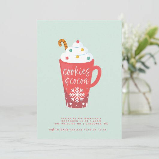 Cookies en Cocoa Party Uitnodiging (Staand voorkant)
