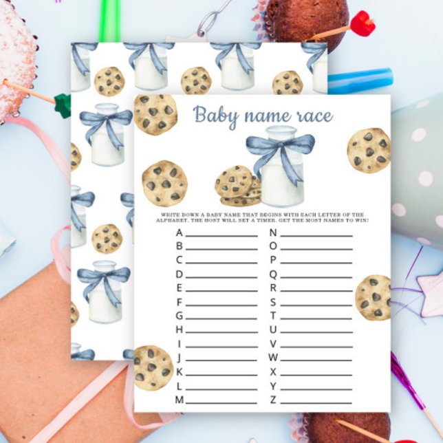 Cookies en melk Baby shower Baby naam race spel (Creator heeft geüpload)