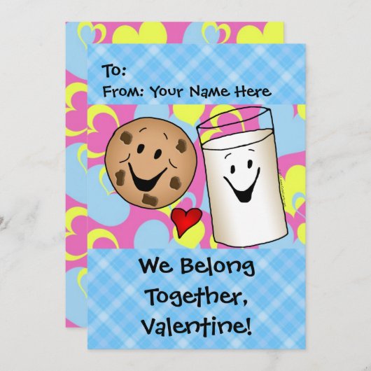 Cookies en Melk Valentijn Feestdagenkaart (Voorkant / Achterkant)