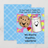 Cookies en Melk Valentijn Feestdagenkaart (Voorkant / Achterkant)