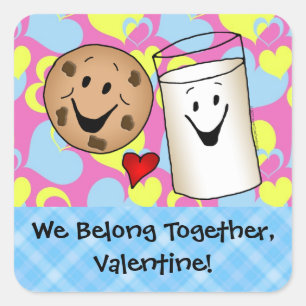Cookies en Melk Valentijn Vierkante Sticker