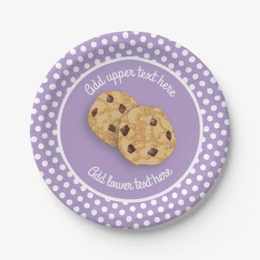 Cookies en Polka Dot lieve aangepaste tekst lila Papieren Bordje (Voorkant)