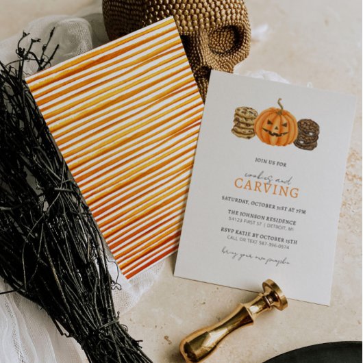 Cookies en Pompoen Carving Party Uitnodiging