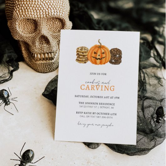 Cookies en Pompoen Carving Party Uitnodiging