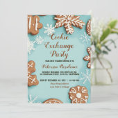 Cookies en sneeuwvlokken Cookie Exchange Party Kaart (Staand voorkant)