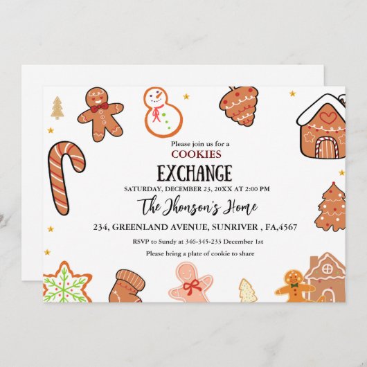 Cookies Exchange Kerst Party uitnodiging (Voorkant / Achterkant)