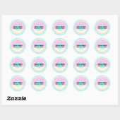 Cookies Gebak kinder donut Blauwgroen Roze Creatie Ronde Sticker (Vel)