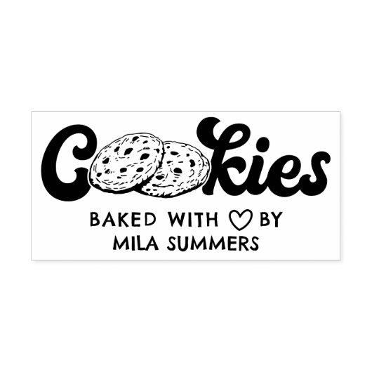 Cookies Gebakken met liefde door aangepaste naam Zelfinktende Stempel (Design)