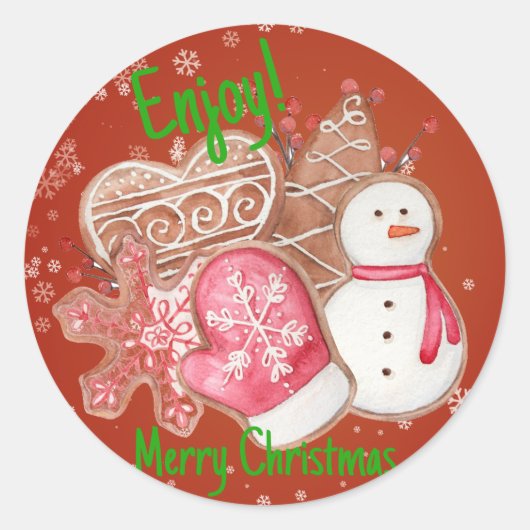 Cookies Geniet van Vrolijke Kerstmis Gepersonalise Ronde Sticker (Voorkant)