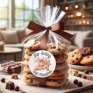 Cookies grappig roze strik kerstlabel ronde sticker