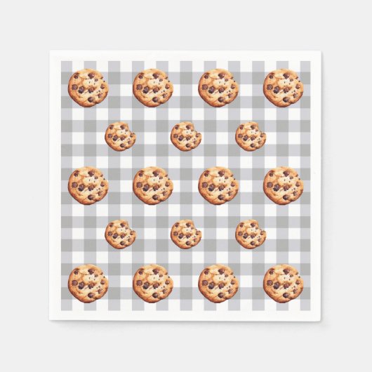 Cookies Grey Gingham Verjaardagsfeest Servet (Voorkant)