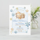 Cookies & Hot Cocoa Blue Snowflakes 6e verjaardag Kaart (Staand voorkant)