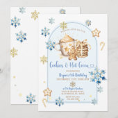 Cookies & Hot Cocoa Blue Snowflakes 6e verjaardag Kaart (Voorkant / Achterkant)