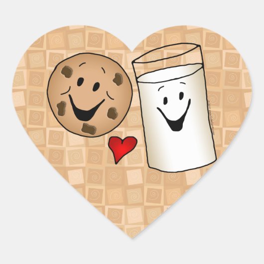 Cookies houden van Milk Vrienden Cartoon Hart Stic Hart Sticker (Voorkant)