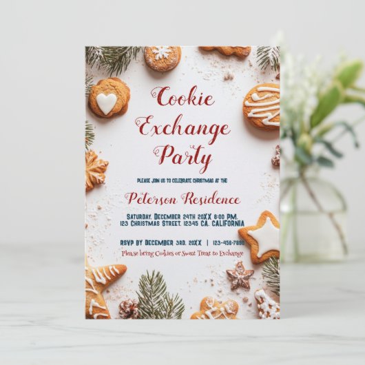 Cookies in snoepjes Exchange Party Kaart (Staand voorkant)