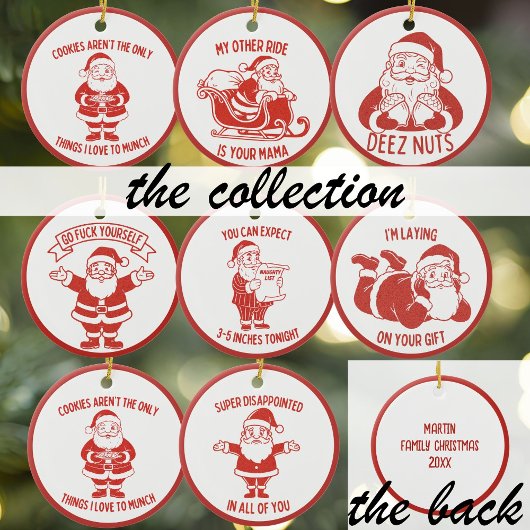 Cookies Joke Retro Style Naughty Santa Christmas Keramisch Ornament