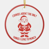 Cookies Joke Retro Style Naughty Santa Christmas Keramisch Ornament (Voorkant)