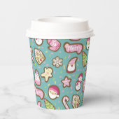 Cookies Kerst Turquoise Papieren Bekers (Achterkant)