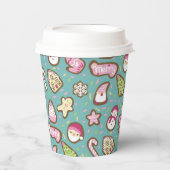 Cookies Kerst Turquoise Papieren Bekers (Voorkant)