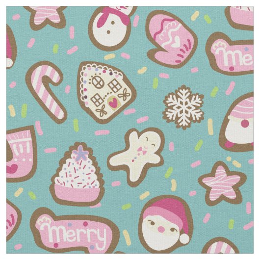 Cookies Kerst Turquoise Stof (Close Up)