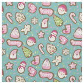 Cookies Kerst Turquoise Stof (Swatch)