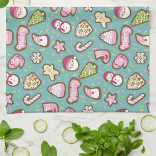 Cookies Kerst Turquoise Theedoek