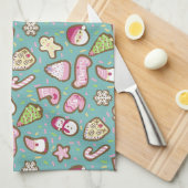Cookies Kerst Turquoise Theedoek (Quarter Fold)
