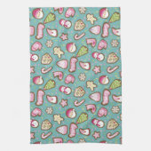 Cookies Kerst Turquoise Theedoek (Verticaal)