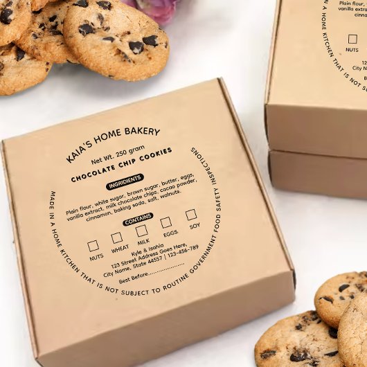 Cookies Law Label Cottage Bakery Packaging Rubberstempel